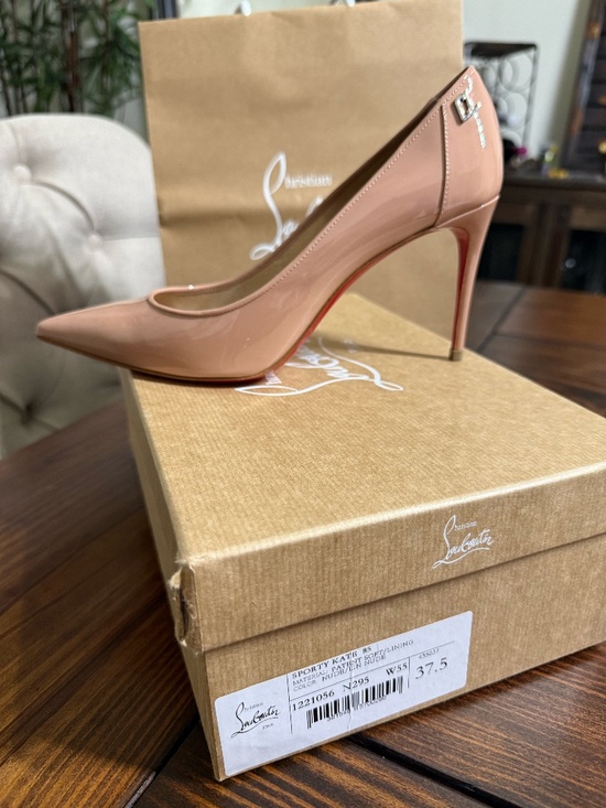 Christian Louboutin Shoes - Christian Louboutin Sporty Kate 85 Nude Patent Leather Pump
